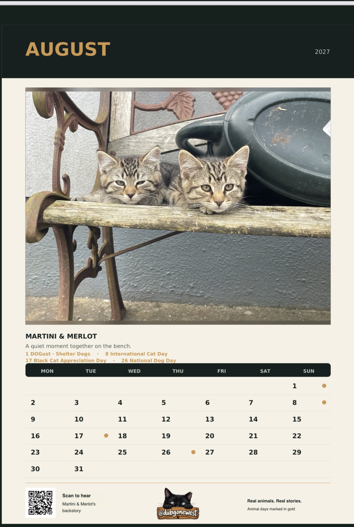 DubGoneWest 2027 Calendar (US & CA)